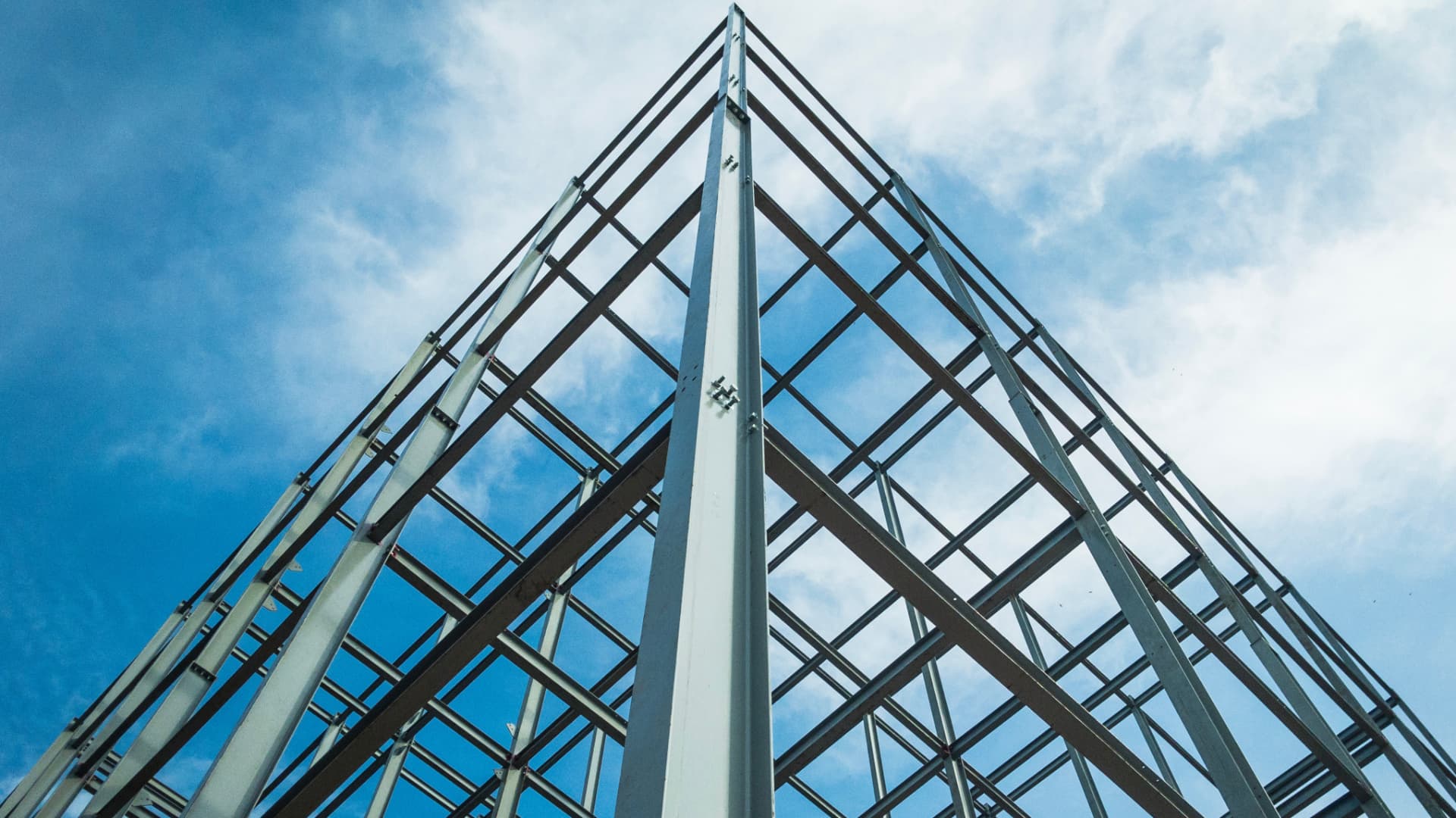 Steel frame structure against the sky